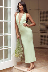 Mayah Halterneck Maxi Dress Textured Sage