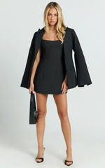 Aretha Mini Dress Corset Panel Dress in Black