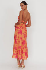 Nerida Low Back Twist Floral Maxi Dress Orange
