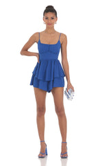 Ruffle Romper in Blue