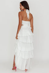 Morpheus Ruffle Halterneck Maxi Dress Off White