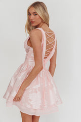 Lusting Lace-Up Back Mini Dress Blush