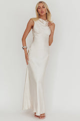 Cheers To You Cowl Back Maxi Dress Oyster