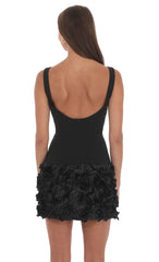 Rosette Bodycon Dress in Black