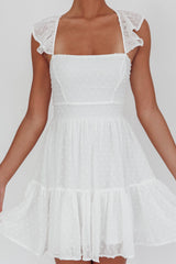 Franki Strappy Back Mini Dress Hail Spot White