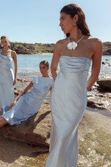 Moon Song Strapless Laced Back Dress Midnight Blue