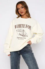 Espresso Love Oversized Sweater Off White