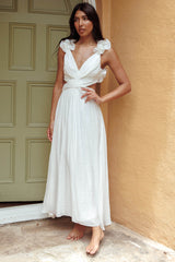 Madara Laced Back Ruffle Dress White