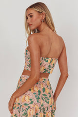 Ezmeralda Strapless Peat Crop Top Lemon