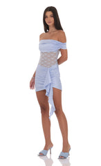Off Shoulder Lace Cutout Dress in Light Blue