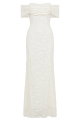 Priyanka Daisy Beaded Off Shoulder Wedding Gown - White