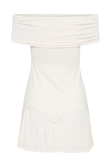 Melina Slinky Off Shoulder Mini Dress - Ivory