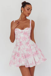 Get My Attention Off-Shoulder Mini Dress Floral Pink