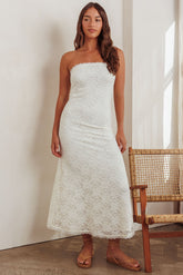Artice Strapless Maxi Dress Lace Cream