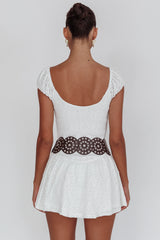 Mirela Cap Sleeve Lace Mini Dress White