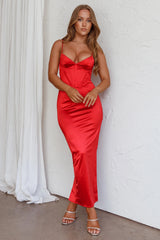 Seraya Lace-Up Back Dress Red