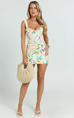 Janice Mini Dress Square Neckline Dress in Le Citron