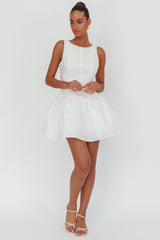 Profile Pic Drop Waist Flounce Mini Dress Textured White