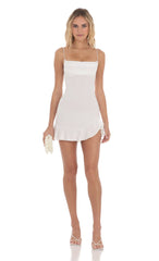 Unpredictable Layered Ruffle Neckline Mini Dress Butter