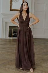 Kamila Tulle Maxi Dress | Espresso