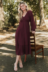 Lainey Smocked Dotted Midi Dress | Mulberry