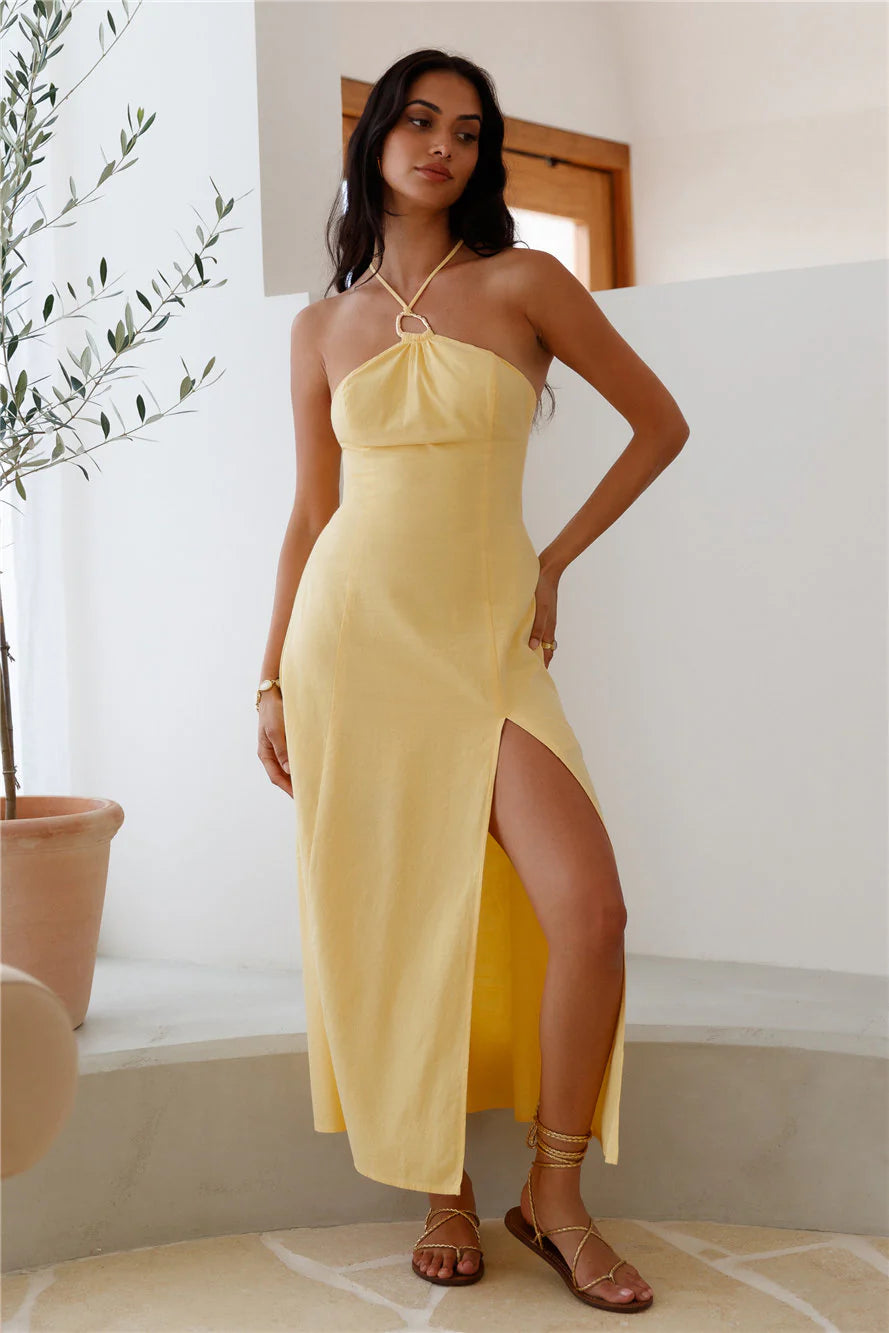 She's Captivating Midi Dress Yellow