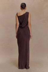 Lorieanne Draped Maxi Dress - Dark Chocolate