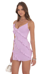 Ruffle Mini Dress in Lilac
