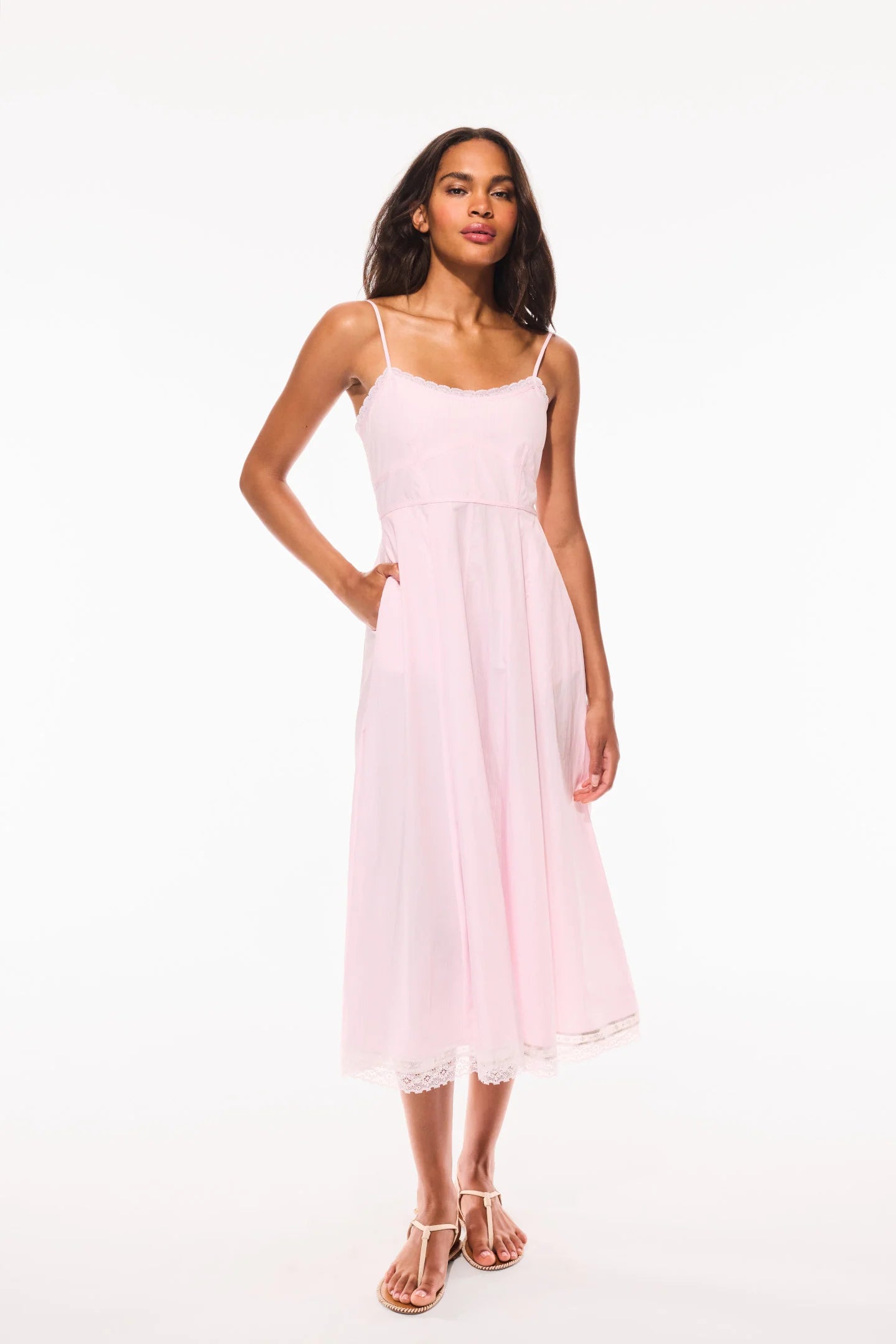 Sandara Cotton Pinstripe Midi Dress