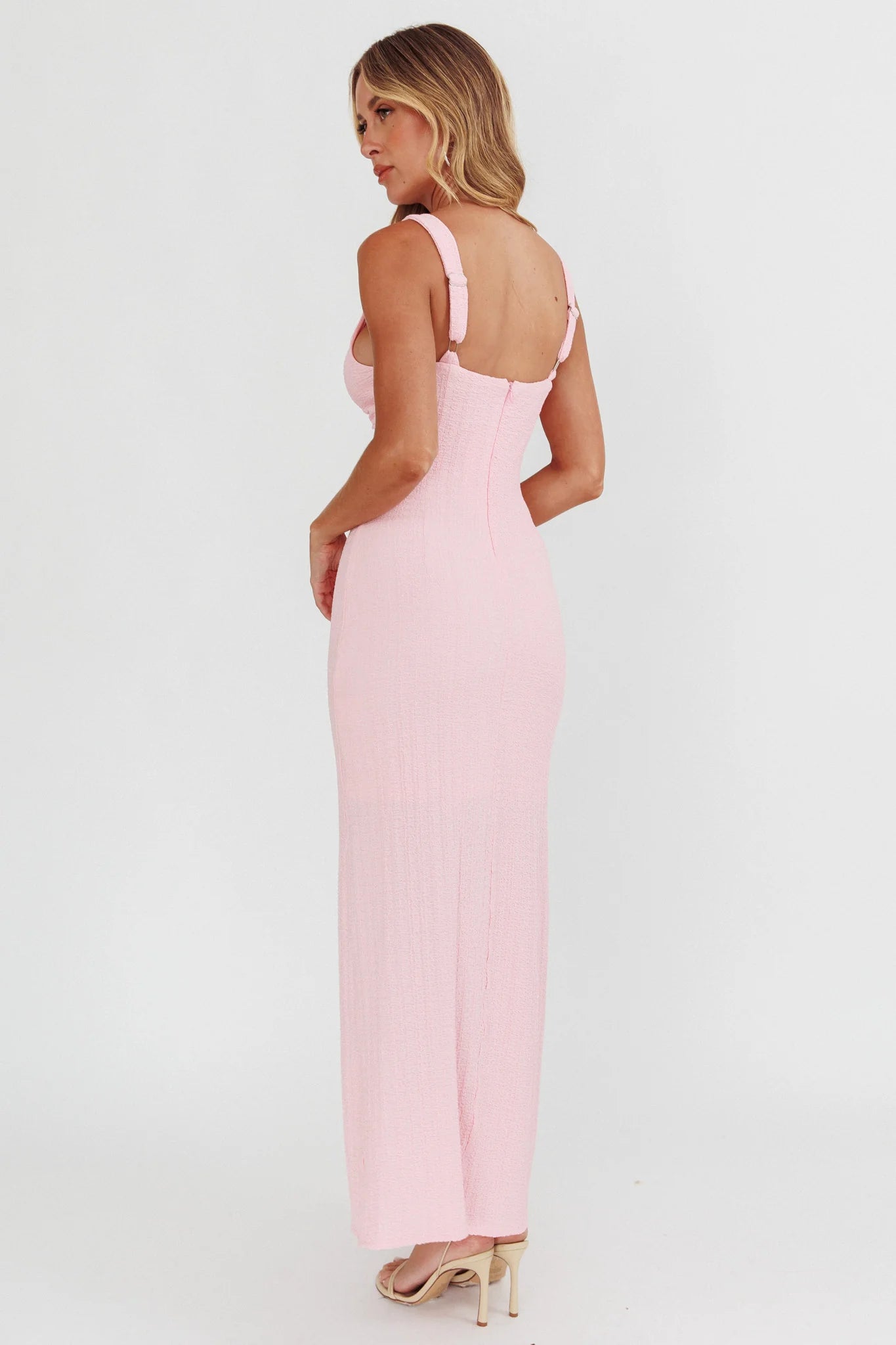 Kharissa Cut-Out Textured Maxi Dress Pink