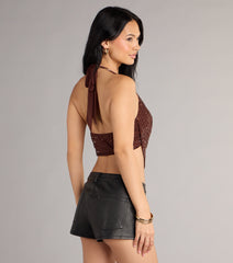 Party Diva Cropped Rhinestone Halter Top
