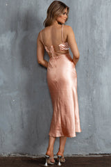 City Lights Cut-Out Waist Strappy Back Midi Dress Desert Rose