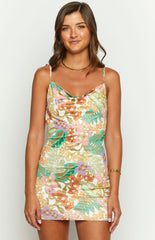 Seleni Tropical Print Mini Dress