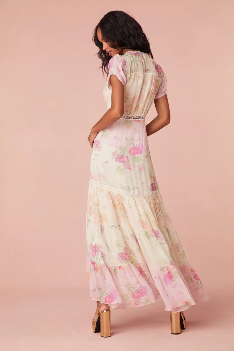 Roupell V-Neck Chiffon Maxi Dress