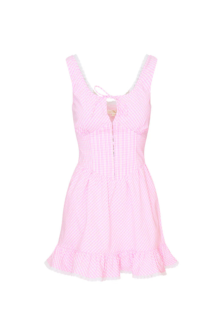 Ceronne Gingham Cotton Mini Dress