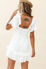 Say You Love Me Embroidery and Frill Detail Dress White