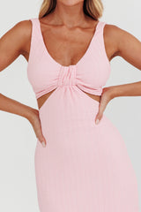 Kharissa Cut-Out Textured Maxi Dress Pink