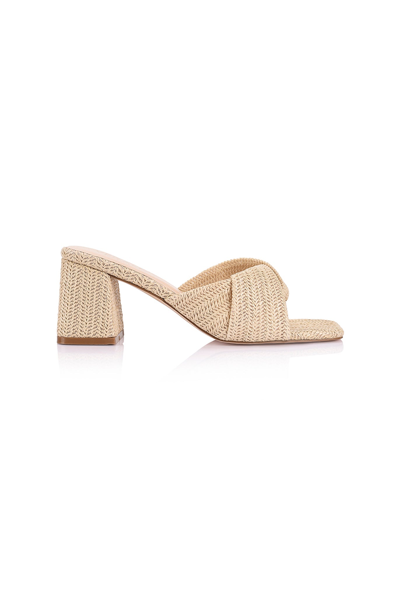 VERALi Stella Block Heel Mules Natural Raffia