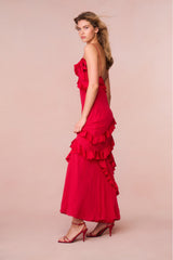 Rialto Silk Chiffon Ruffle Maxi Dress