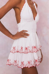 Dormina Cherry Embroidered Cotton Mini Dress