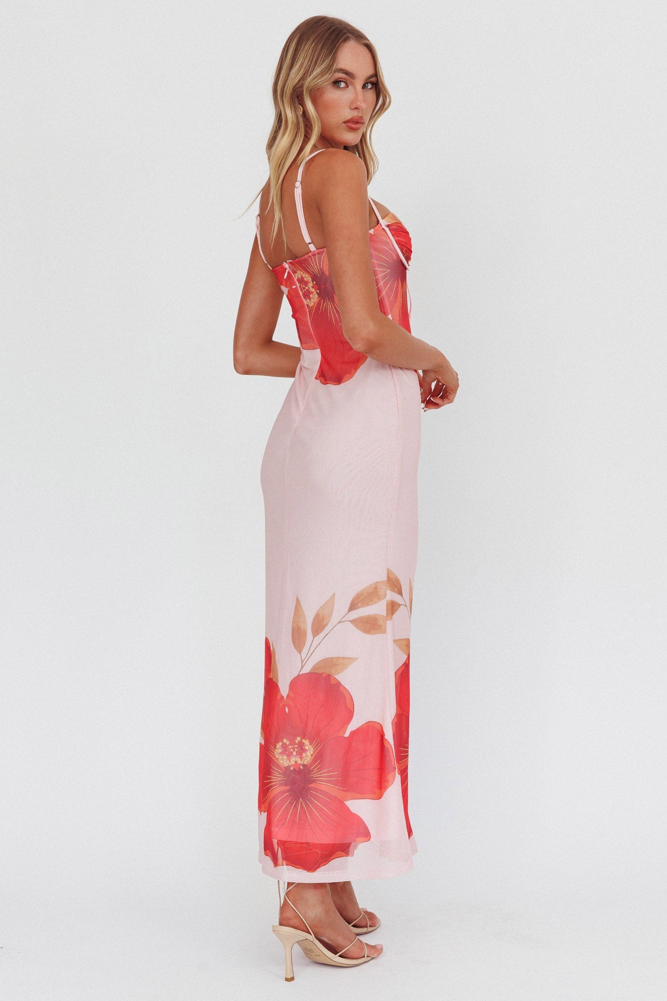 Fortune Bust Tie Maxi Dress Hibiscus Pink