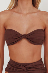 Monique Twist Bandeau Bikini Top Chocolate Texture
