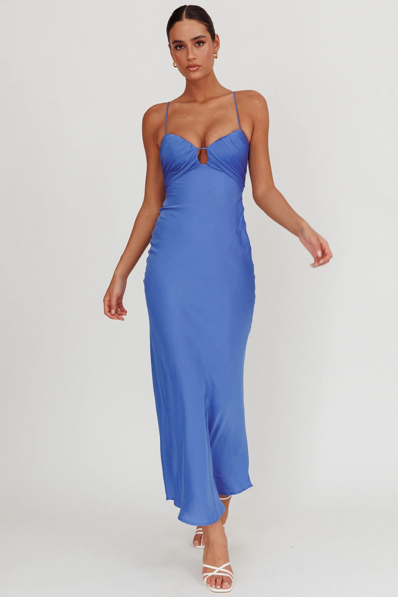 In A Daze Gathered Bust Maxi Dress Blue