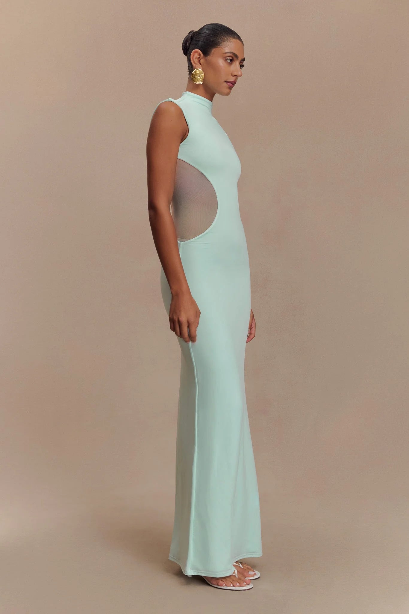 Massie Slinky And Mesh Maxi Dress - Lagoon