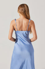 Zoie Satin Ruffle Midi Dress