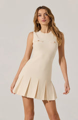 Sleeveless Pleated Skirt Mini Dress