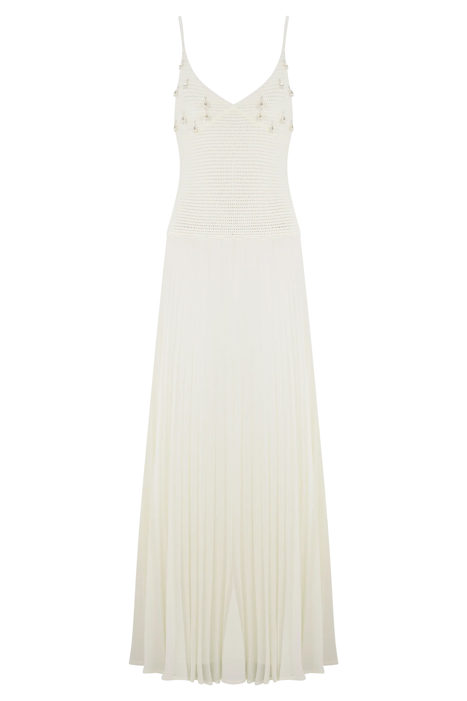 Catherine Crochet Pearl Maxi Dress - White