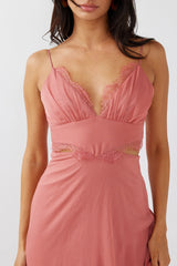 More Love Lace Trim Cut-Out Midi Dress Pink
