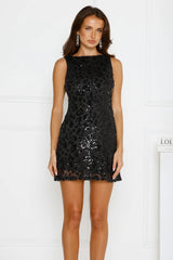 Sparkle Season Sequin Mini Dress Black