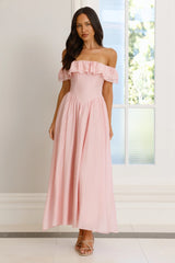 Twilight Sonata Off Shoulder Maxi Dress Pink